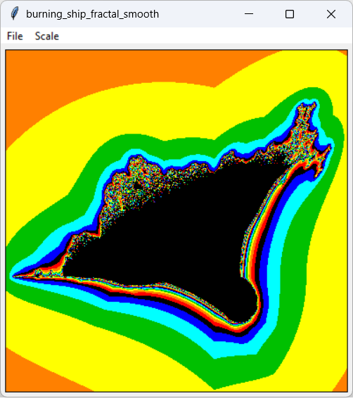 [The burning ship fractal drawn in tkinter and Python]