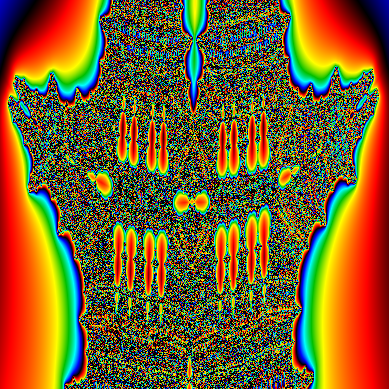 [A burning ship fractal drawn with smooth colors in tkinter and Python]