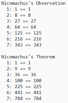 [A program that tests Nicomachus's theorem in Python]