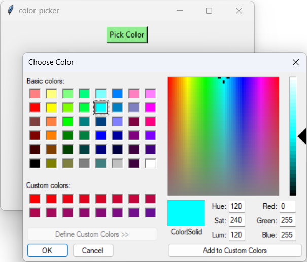 [Display a color chooser in Python and tkinter]
