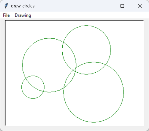 [This program lets the user draw circles in Python and tkinter.]