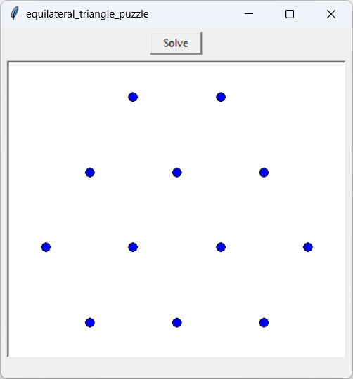 [You must connect the 12 dots to make as many equilateral triangles as possible.]