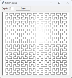 [This program draws a Hilbert curve fractal with Python and tkinter]