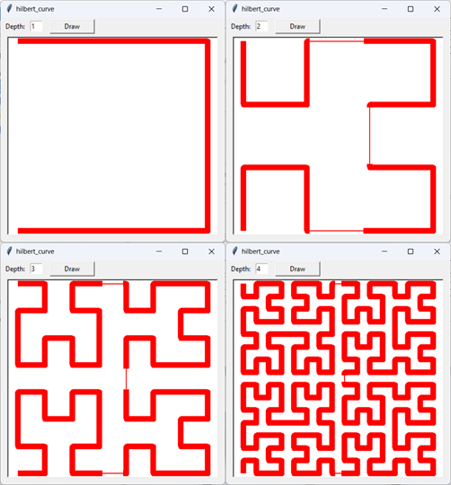 [Solve the recurrence relation that calculates the size of the Hilbert and Sierpinski fractal curves]
