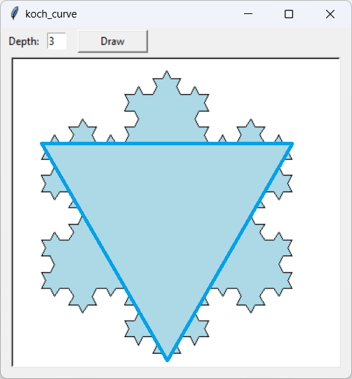 [A depth 3 Koch snowflake fractal drawn with Python]
