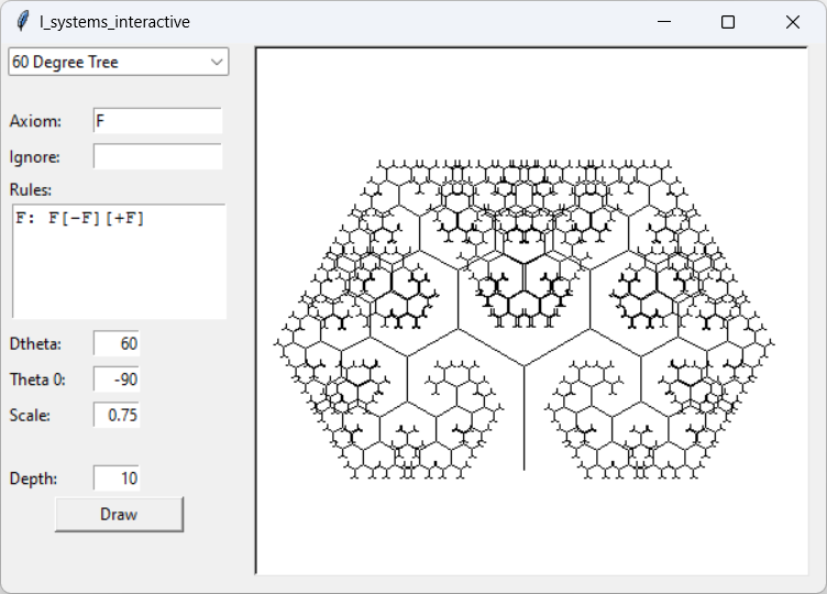 [A fractal tree drawn interactively using an L-System]
