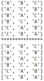 [Permutations of the letters A, B, and C]