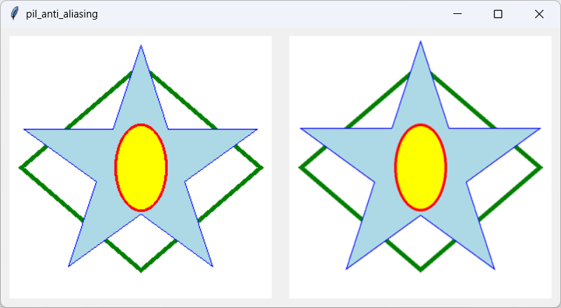 [PIL images with and without antialiasing]