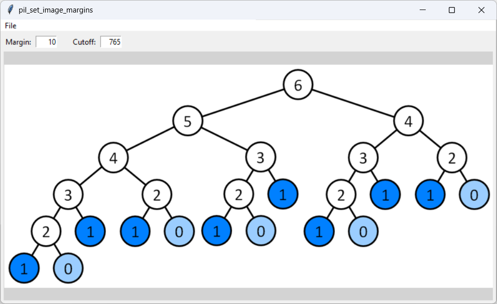 [This program resizes images so they have margins of a desired size in Python and PIL]