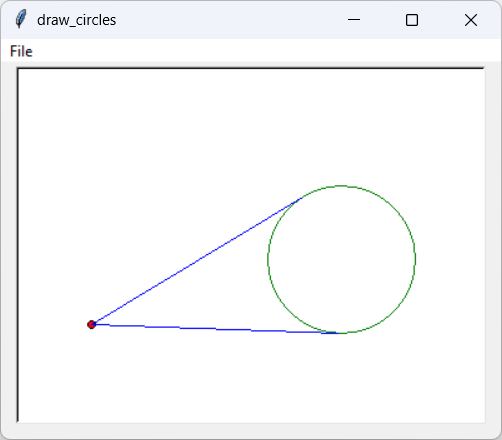[A circle and its tangent lines starting at a point]