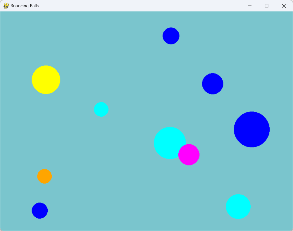 [A bouncing ball animation made with Python and Pygame]