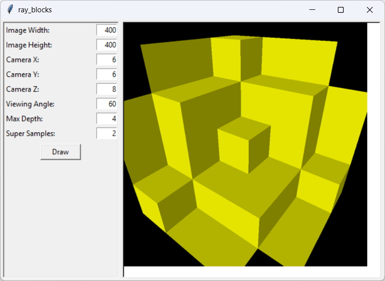 [An interesting collection of blocks drawn with ray tracing in Python]