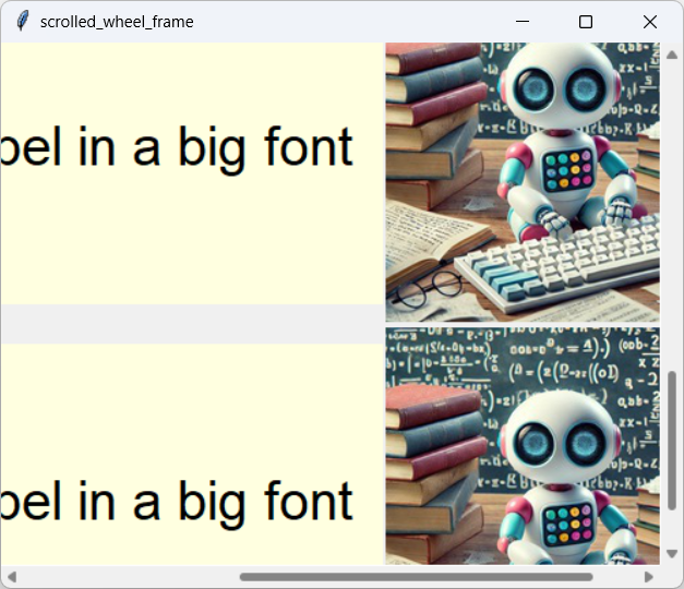 [A scrolled frame holding a large label and a picture]