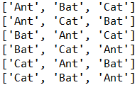 [Permutations of the letters A, B, and C]