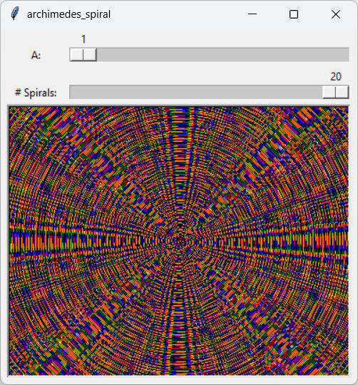 [A Moiré pattern creates by Archimedes spirals with A = 1]