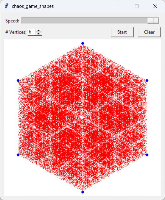 [A chaos game strange attractor with six anchors]