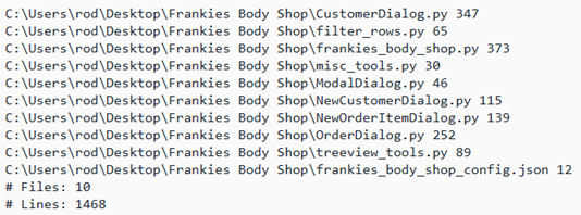 [The number of lines in the files in one directory]
