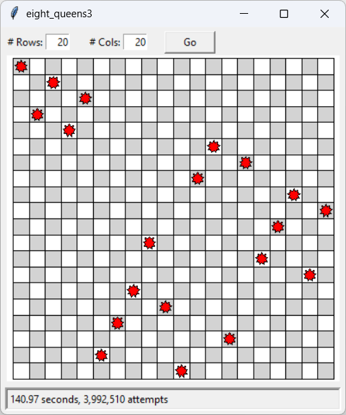 [A solution to the 20 queens problem found with Python]
