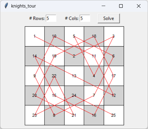[A knight's tour on a 5x5 board]