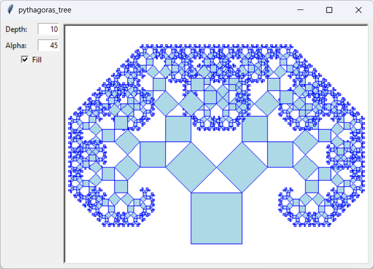 [A Pythagoras tree drawn in Python]