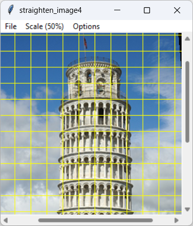 [This example draws a grid to make it easier to straighten images in Python]